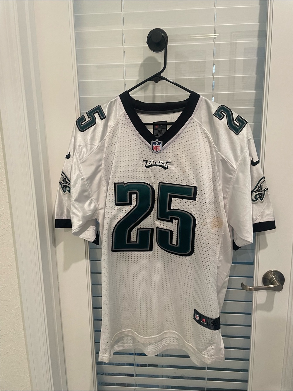 NFL Eagles #25 Away Jersey in White and Midnight Green
